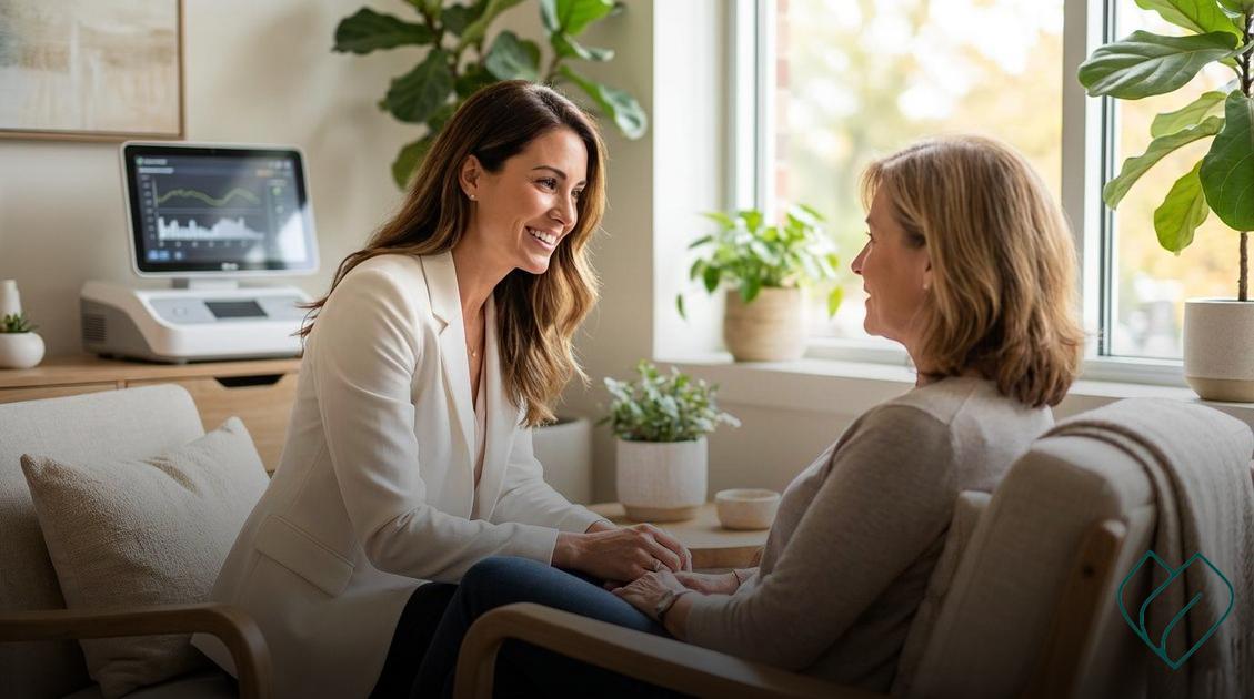 Dra Marcela Rammos Redescubra sua energia, equilíbrio e confiança durante a menopausa Recupere sua energia e autoestima com um tratamento seguro e feito para você!;reposição de nutrientes na menopausa
